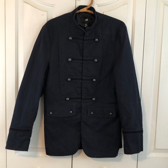 H&M Men’s Military Style Navy Coat Size 40R - Picture 1 of 9